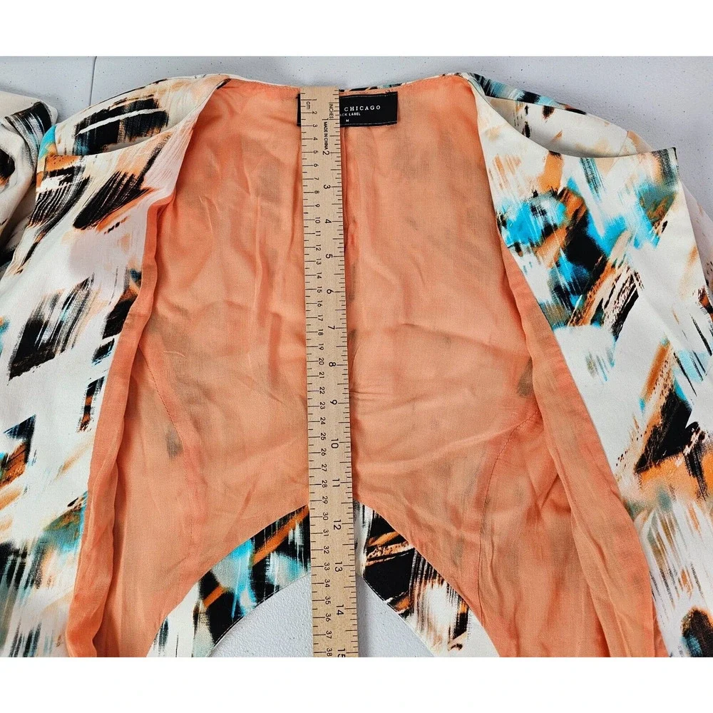 Akira Chicago Women's M Multicolor Black Label Long Sleeve Lined Colorful Blazer - Picture 5 of 11